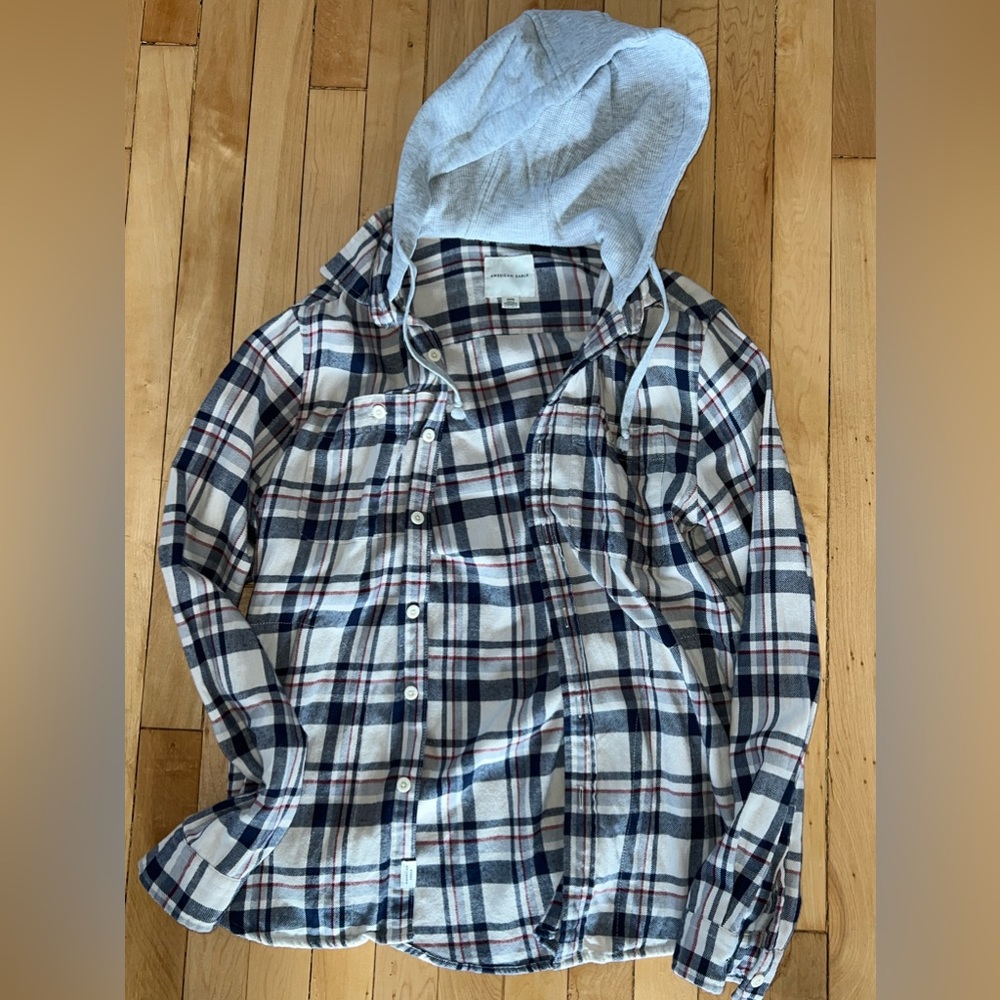 AMERICAN EAGLE Flannel Hooded Jacket